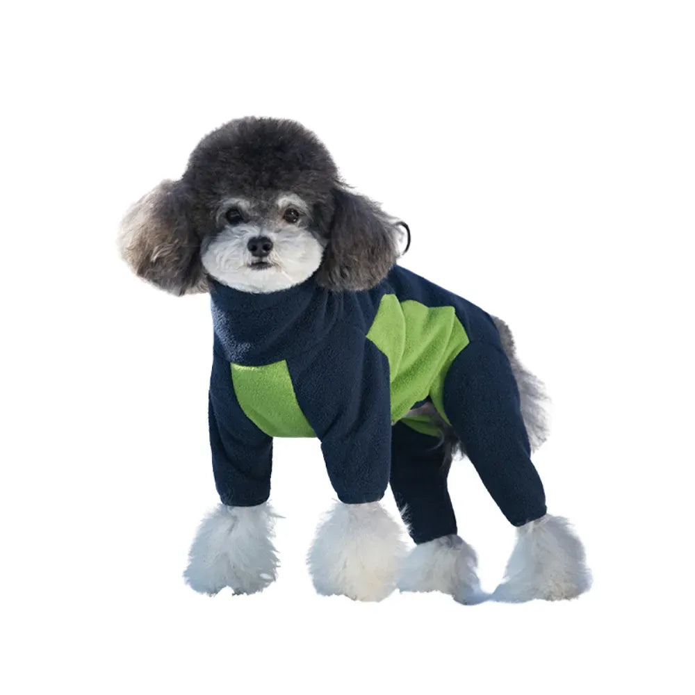 Warm Fleece Dog Jacket with High Collar, Windproof Design & Male Dog Pee Cut, Easy Zip Winter Coat